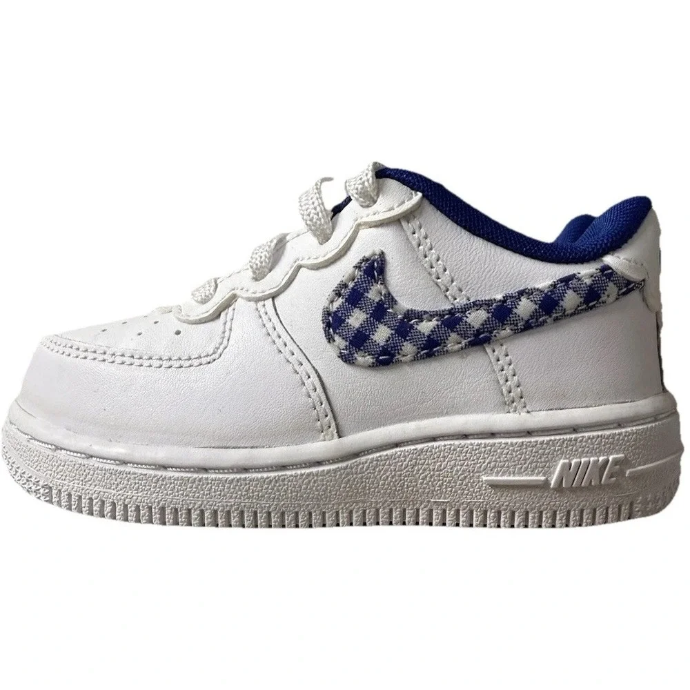 Nike Air Force 1 White Indigo Gingham Pack |AV6233-100 TD Size 7C